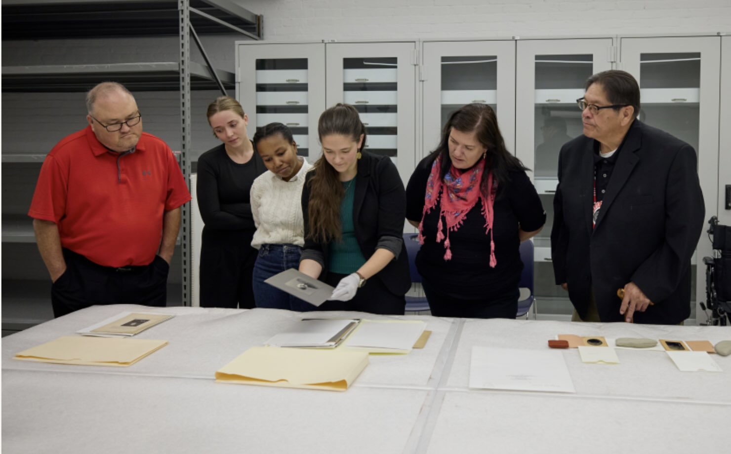 people look at images in an archive